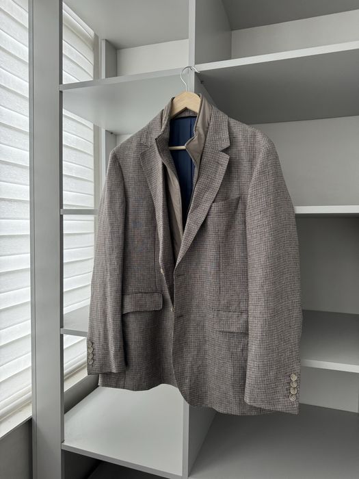 Піджак Hackett Micro Check Beige Linen Blazer