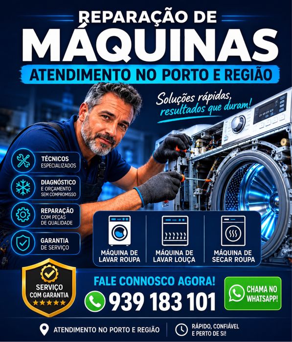 Reparaçao de Maquina de Lava Roupa Atendimento no Porto e Regiao