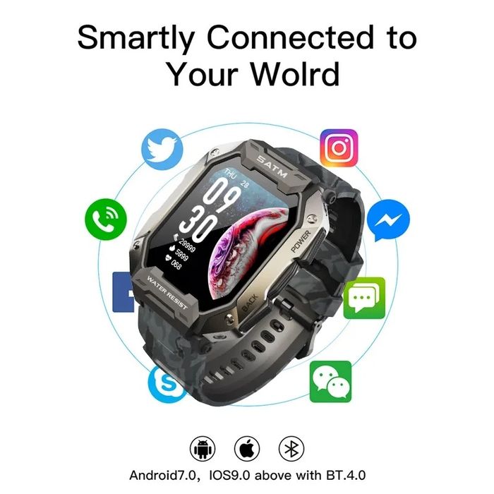 Умные тактические смарт часы Smart Watch Lemfo C20  спортивные