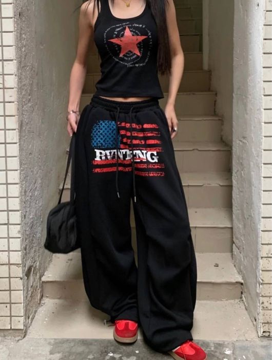 Жіночий костюм оверсайз з накатом майка та штани шаровари двонитка