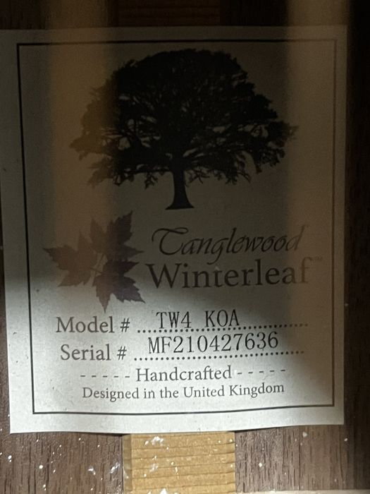 Tanglewood TW4 Koa Winterleaf — Eletroacústica