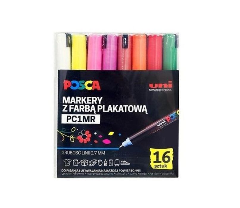 Markery plakatowe PC-1MR 16 kolorów POSCA UNI Uni Mitsubishi Pencil