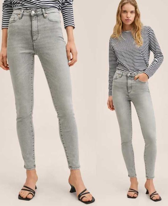 Dżinsy skinny z wysokim stanem jeansy szare 38 M