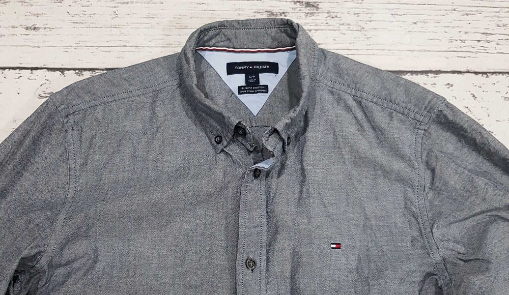 Tommy Hilfiger * slim fit stretch * koszula * szara * męska * L
