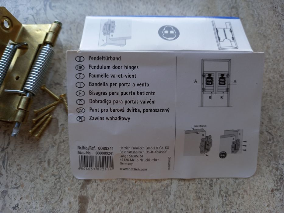 Dobradiças para portas vaivém (par)