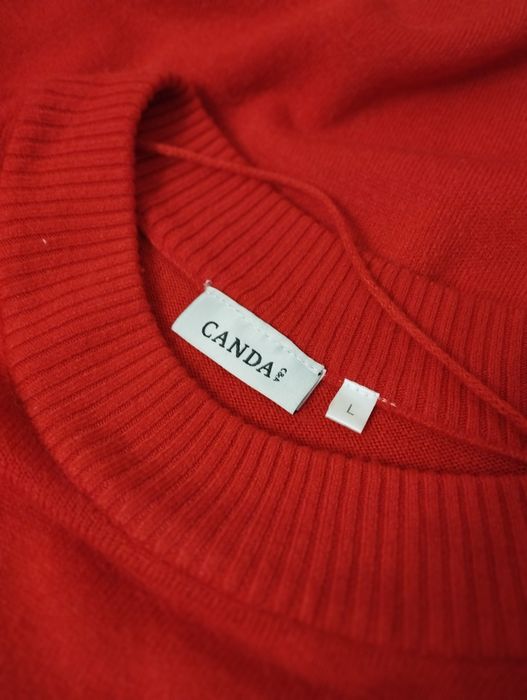 Czerwony sweter damski C&A L na święta i zimę
