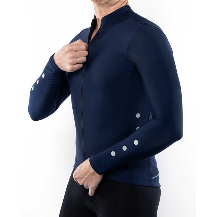 Ocieplana bluza kolarska gładka, granatowa, szosowka.com.pl