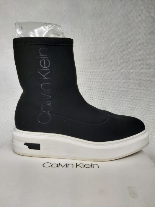 Ekskluzywne botki CALVIN KLEIN strecz półbuty kozaki 38 platforma czar