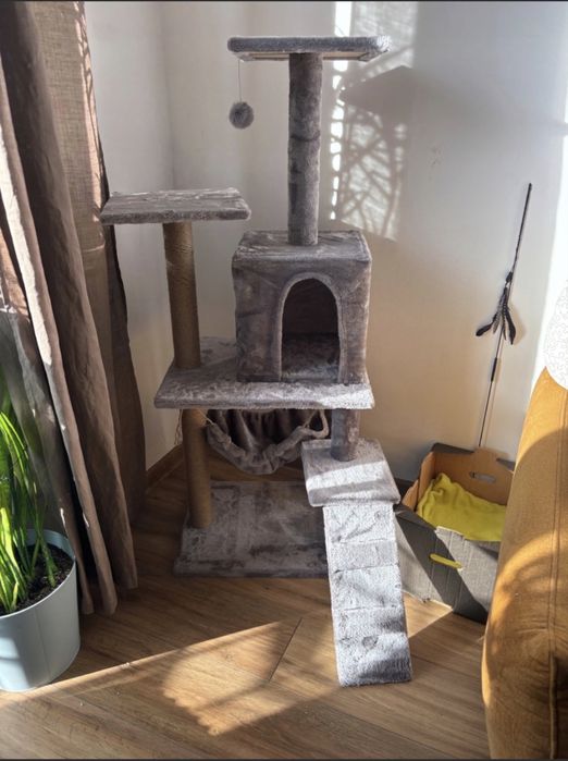 Drapak budka dla kota duży wysoki legowisko NOWY drabinka