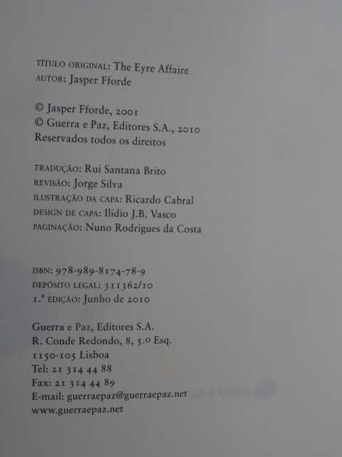 O Caso Jane Eyre de Jasper Fforde - 1ª Edição