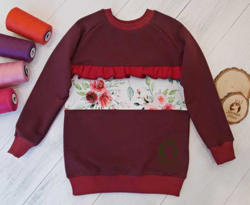 Nowa bluza dresowa dziewczęca handmade rozmiar 128