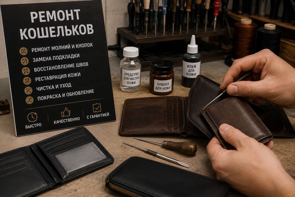 Ремонт кошельков и портмоне Профессионально восстанавливаем внешний вид и функциональность