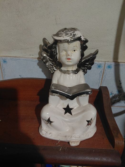 Anjo antigo porta velas para restauro 4€