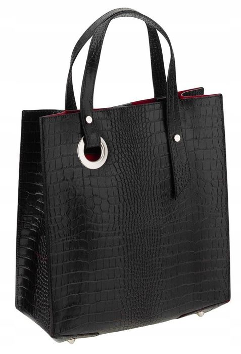 stylowy, prostokątny shopper damski ze skóry naturalnej - rovicky