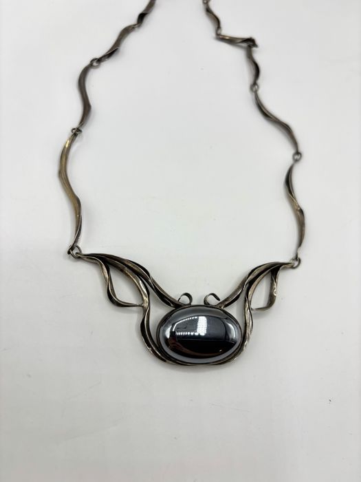 Srebrna kolia naszyjnik z hematytem