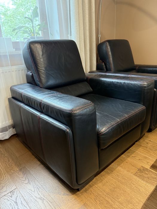 OKAZJA! Dwa skórzane fotele czarne ETAP SOFA