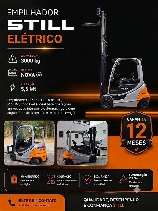 14750€+IVA Empilhador Still RX60-30,5000horas ,  Triplo 5500mm , Bateria Nova .