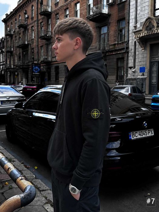 Толстовка Stone Island / Черное Худи Стон Айленд / XS S M L XL