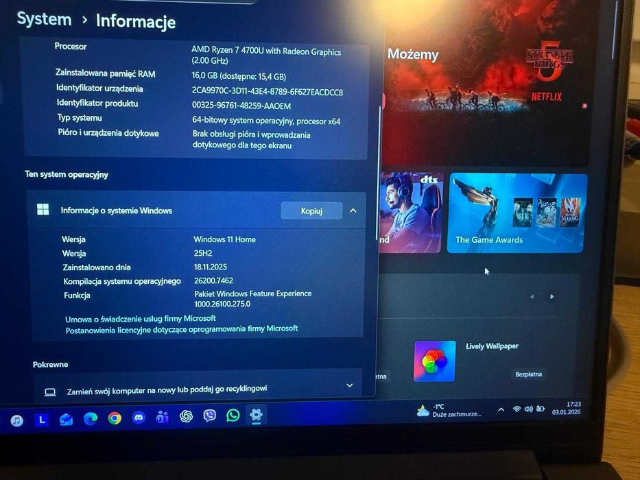 Lenovo Yoga Slim 7, 14ARE05, Stan Bdb