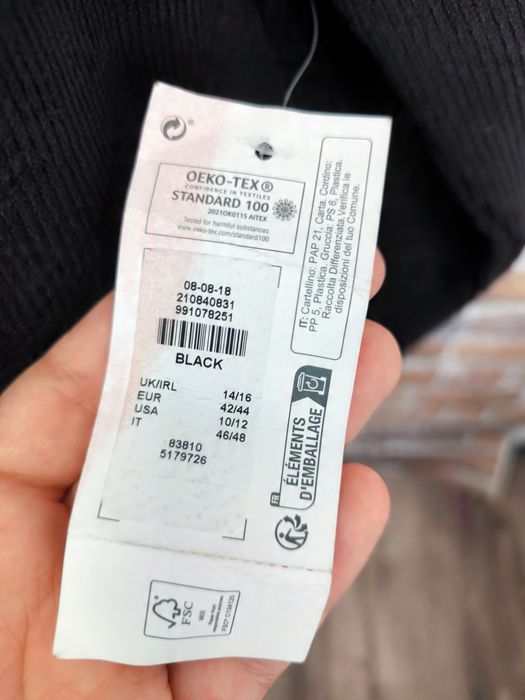 Primark długi sweter sukienka z golfem brązowa prążkowana nowa 42-44