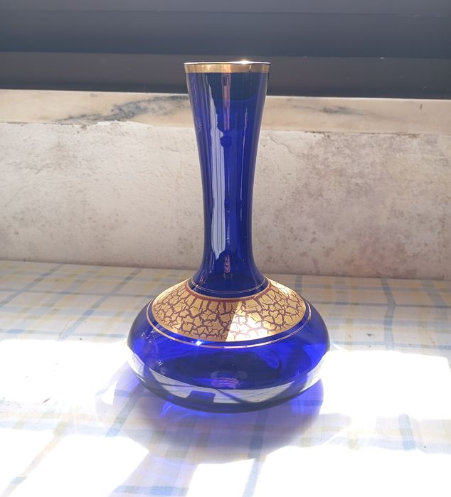 Jarra vintage azul cobalto Barthmann com dourado