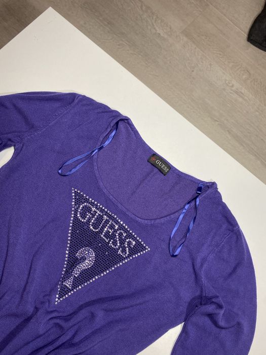 Damska Bluzka GUESS Fioletowa Modna Klasyczny Sweter Premium Vintage S