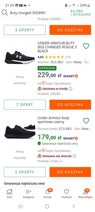 Buty Under Armour 38,5 wkł.wew 25