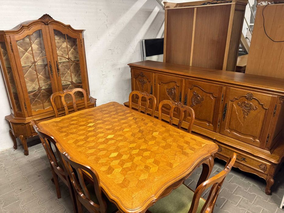 Jadalnia Ludwik komplet jadalniany witryna komoda stół zestaw mebli