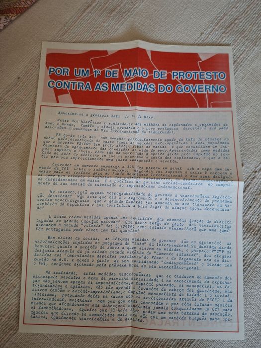 Folheto A4 primeiro de Maio de 1978