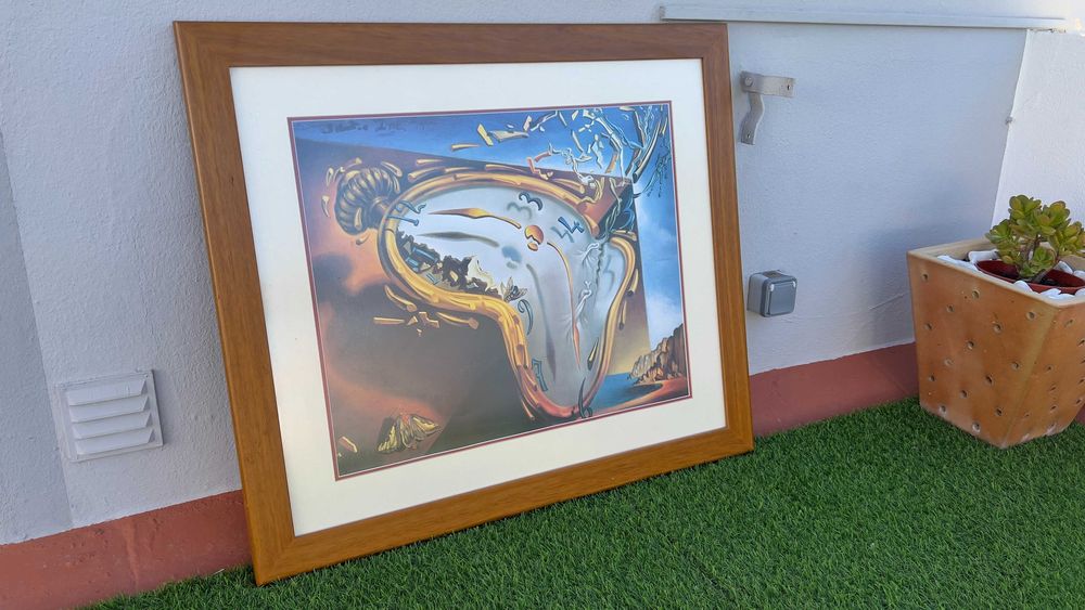 Conjunto 4 Quadros Salvador Dalí – Moldura Madeira, Pass-Partout Duplo