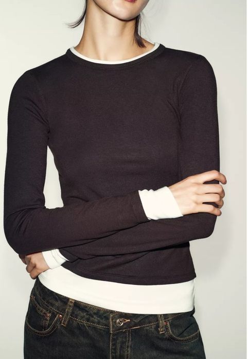 Лонгслів шоколадного кольору Zara