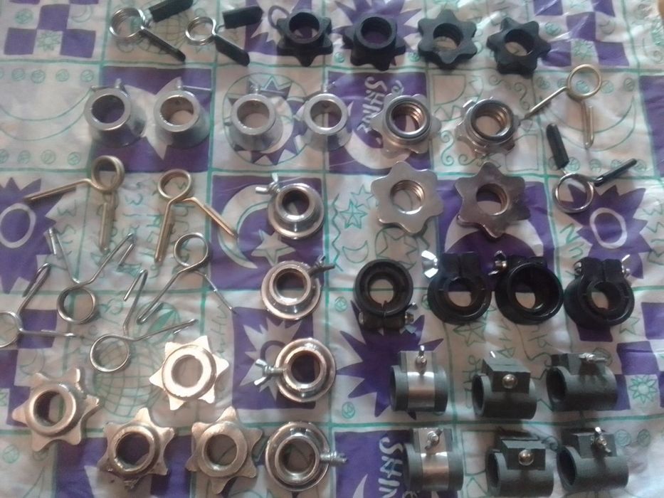 Замки, зажимы, гайки. На гантели и штанга. На гриф 25 28 30 и 50 мм