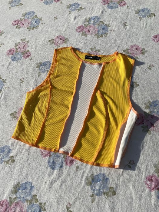 Żółty crop top S 36 shein y2k