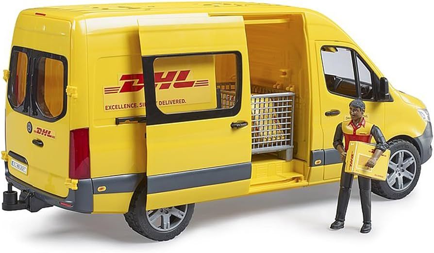 BRUDER Mercedes Sprinter DHL kurier 1:16 figurka paczki