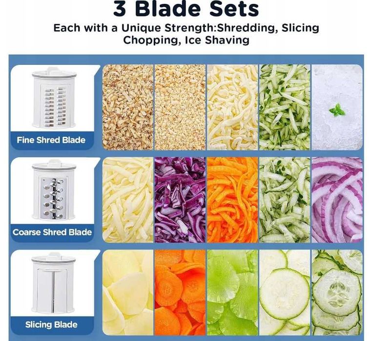 Elektryczna krajalnica do warzyw Aobosi z 3 wymiennymi ostrzami