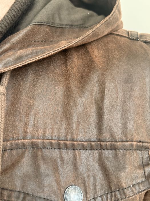 Topman Vintage Distressed Faux Leather Jacket – Brown