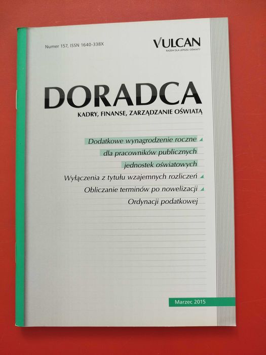 Doradca. Kadry, finanse, zarządzanie oświatą, Vulcan, marzec 2015