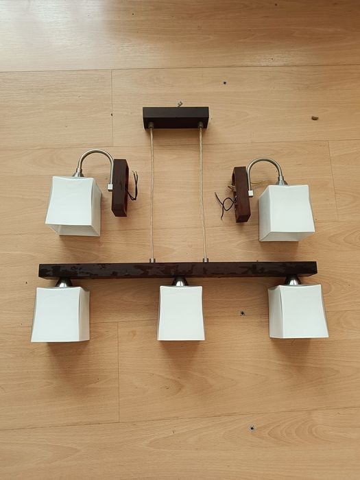 Lampa sufitowa potrójna+ 2 kinkiety komplet