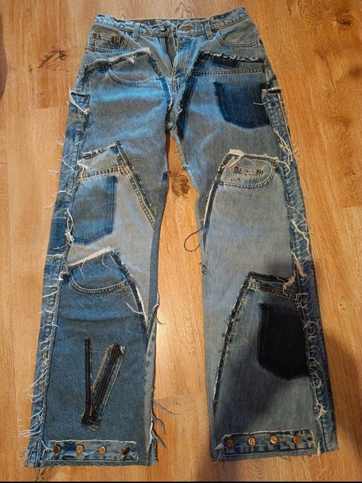 Ticila Phat Dutch London Unikatowe Jeansy Patchwork w Stylu Rock Star / Y2K