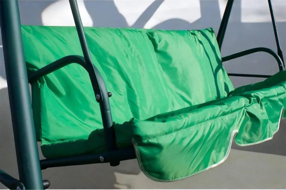 Садова гойдалка 3-місна зелена з навісом до 260 кг | Качеля для дачі