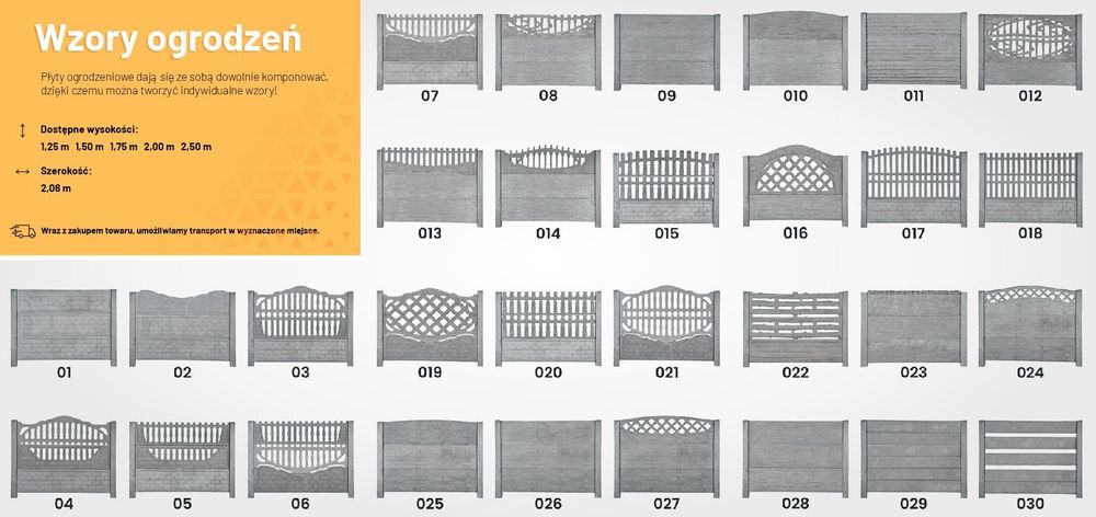 Centrum ogrodzeń betonowych! Ogrodzenia betonowe 2,0m TRANSPORT HDS