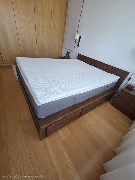 Cama Casal em Madira de Castanho 200×160