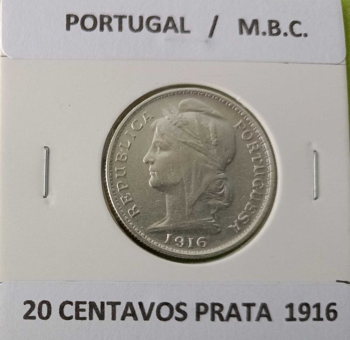 2 moedas de 20 Centavos 1913 / 1916  1ª República Portuguesa  (Prata)