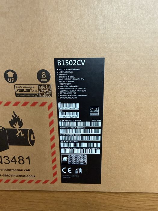 Laptop ASUS ExpertBook B1502CV – Intel Core i5‑1335U, 16 GB RAM