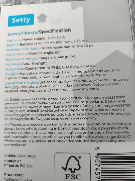 Wideo dzwonek bezprzewodowy