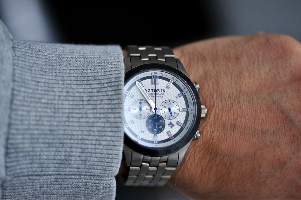 Tytanowy zegarek AZTORIN SPORT chronograph szafir tytan