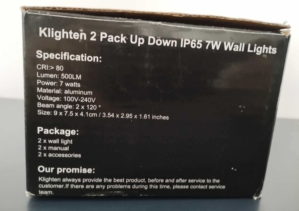 Klighten 2 szt lamp ściennych LED wewnątrz na zewnątrz 7W wodoodporne