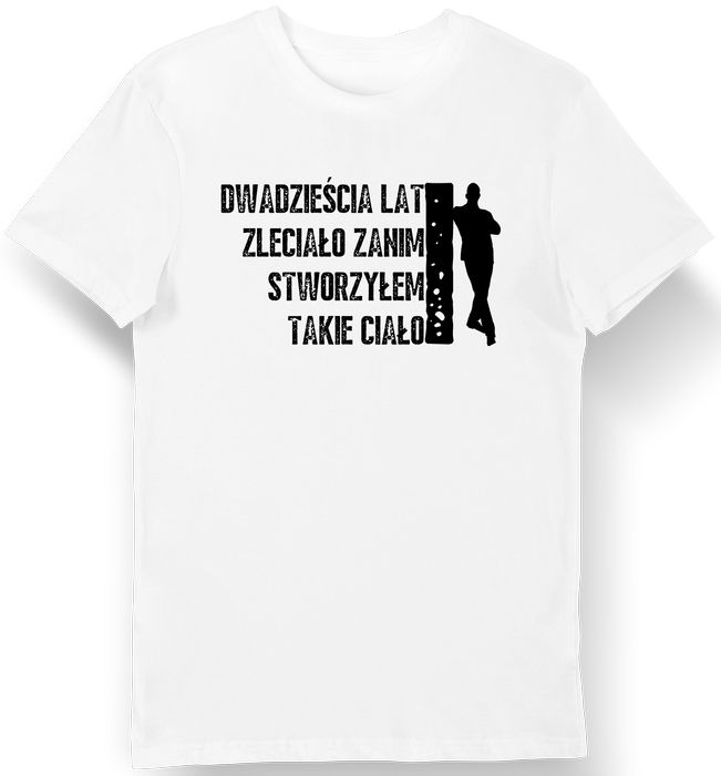 Koszulka męska na 20 urodziny 20 lat zleciało na takie ciało biała L