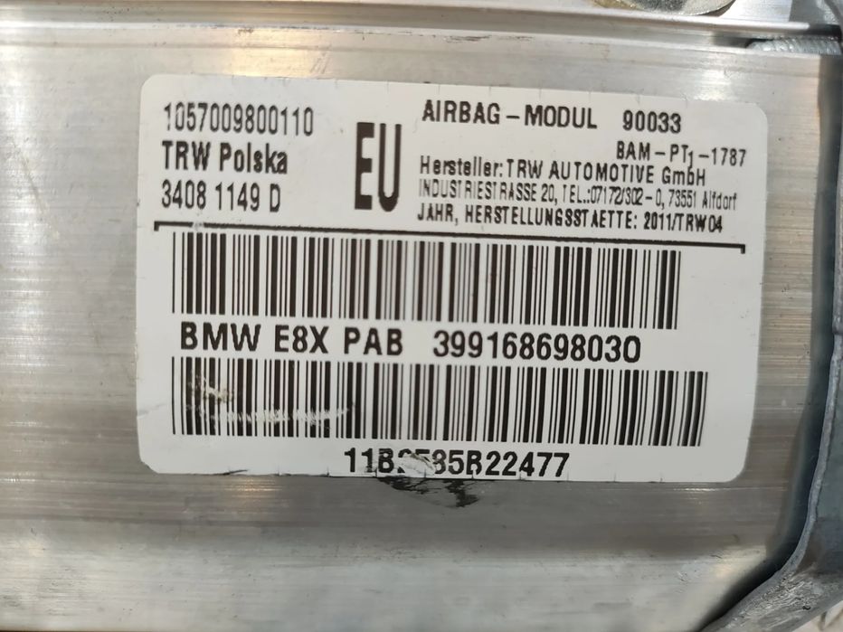 AIRBAG PASSAGEIRO PENDURA BMW SERIE 1 E82 COUPE 72129168698 9168698