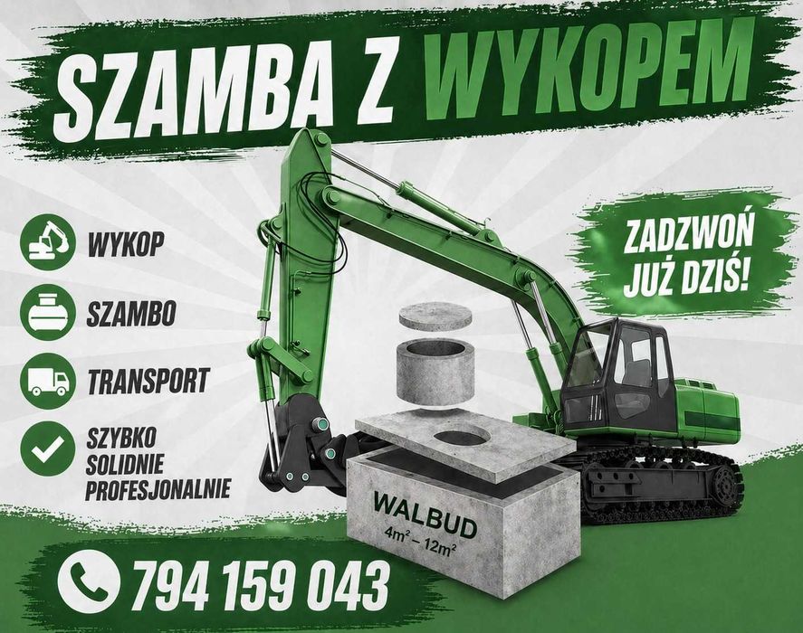 Szambo betonowe z Montażem i Wykopem zbiornik na Deszczówkę Betonowy